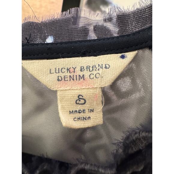 Lucky Brand Navy Burnout Crushed Velvet Navy Dress Sleeveless Small - Picture 2 of 7